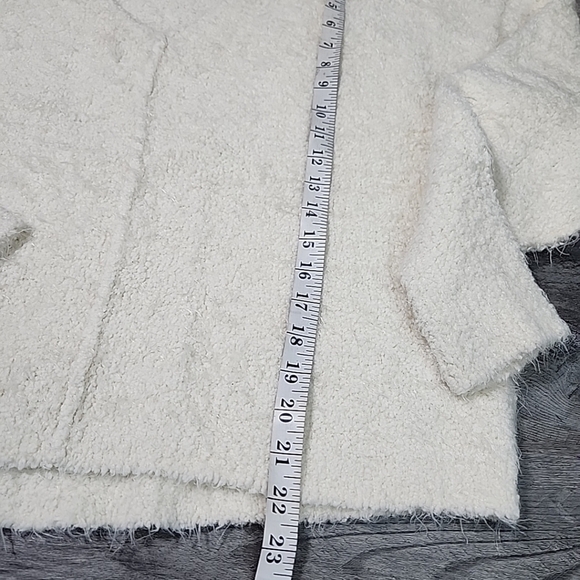 Free People Sweater Womens Medium Icing Cream Fuzzy Oversize Soft Slouchy V Neck - Picture 7 of 10